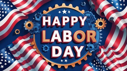 Fototapeta premium Labor Day Poster Design with Patriotic Colors and Typography