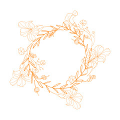 Cute wreath with orange nasturtium flowers. Floral design for wedding, invitations and greeting cards.