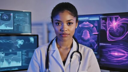 Doctor healthcare medical professional science research medicine clinic hospital analysis scan technology. Ai doctor working in high tech medical office - Powered by Adobe