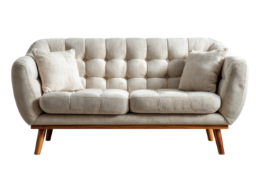Cozy Cream Sofa Haven Luxurious Fabric Button Tufting and Elegant Style for Home Interior D cor