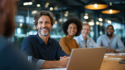 Obraz premium Professional Business Meeting in Bright Loft Office