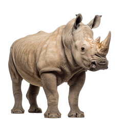 Obraz premium White rhinoceros standing isolated on transparent background