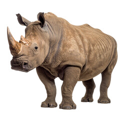 Naklejka premium White rhinoceros standing majestic creature isolated on transparent background
