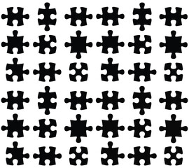 Black and white illustration of puzzle pieces jigsaw puzzle