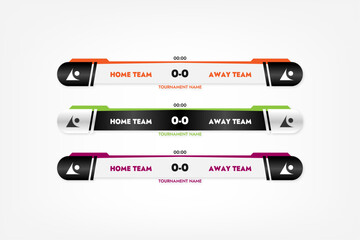 sports banner tv broadcast match with score keeping of football game in orange and green color