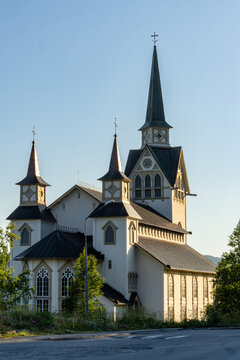 Duved, Sweden The imposing Duved Church at sunset.