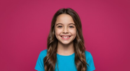 Fototapeta premium Smiling young person portrait with cheerful expression on plain bright color background