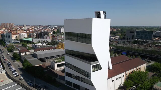 Europe, Italy , Milan 07,22,2025 - Prada Foundation drone aerial view and the  Olympic village Milan Cortina 2026 , the new skyline with skyscrapers and modern building in downtown 