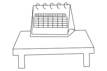 Table calendar continuous one line art and vectors illustrations design.