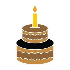 birthday Cake icons set. birthday cake with candles.  glyph colure on white background. delicious cake vector illustration.