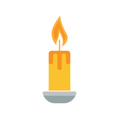 candle vector flat icon. vector burning candle on white background. Candle for birthday, memorial. Isometric design. Cartoon vector illustration.