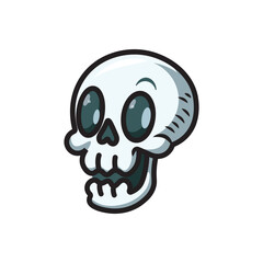 Side profile bonehead vector illustration. 3/4-view skull illustration with deep, shadowed eye cavities.