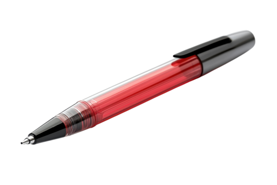 Sleek Red Pen Transparent Design Modern Writing Tool Black Background Office Artistic Flair Detail