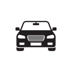 Car front view simple black and white vector icon