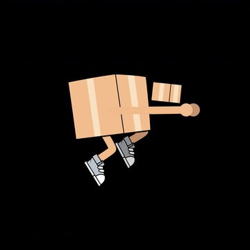 Running Package Character Delivering Small Box. Fun Delivery Animation.