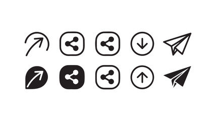 Collection of Minimalist Icon Designs for Share and Navigation