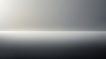 A minimalist landscape with a horizon dividing a smooth, light-colored sky from a darker, textured ground.