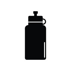 Black silhouette water bottle icon isolated on white background
