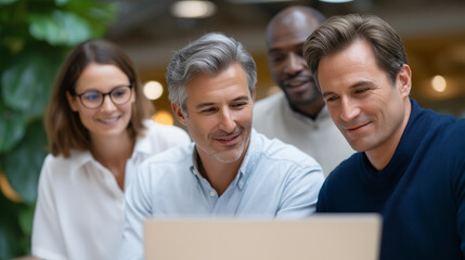 Fototapeta premium Diverse Team Collaborating in Modern Boardroom Workspace