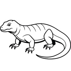 Obraz premium Vector illustration of a green chameleon lizard isolated on a white background