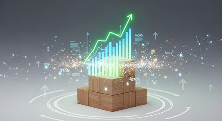 Financial Growth Graph Ascending from Stacked Cubes, Illustrating Investment and Economic Success