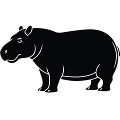 Obraz premium Silhouette of a Hippo: A bold, clean silhouette of a hippopotamus, showcasing the animal's distinctive form in a simple, yet striking, visual representation.