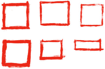 Square Frame Grunge Brush Stroke Drawing Vector Set