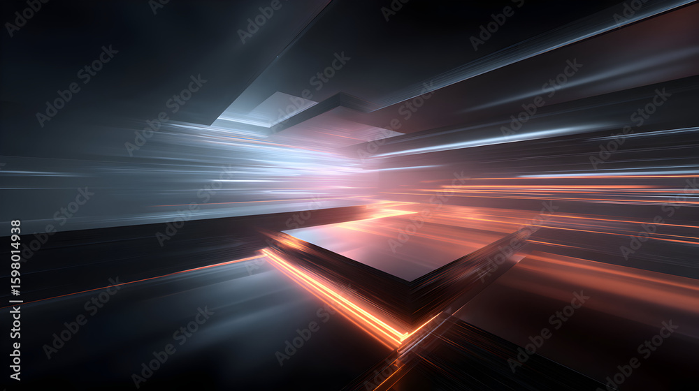 Wall mural abstract dynamic futuristic technological background with glowing neon lights for a modern cyber con