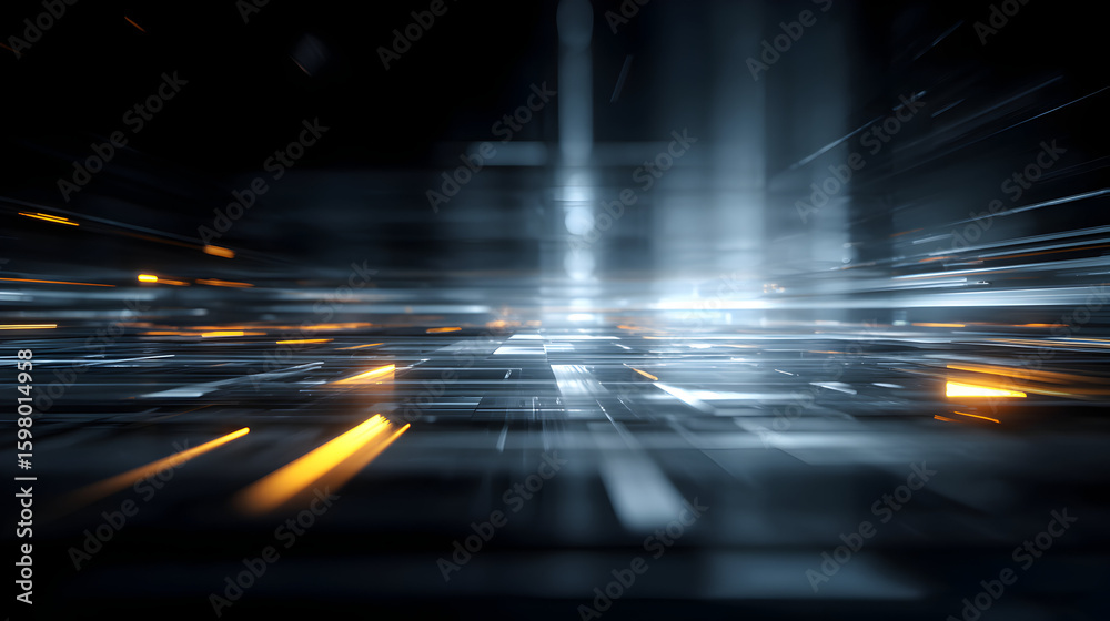 Wall mural futuristic technological background with glowing lines and geometric shapes that suggests high speed