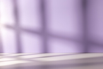 Purpe empty room with shadow from window rest on the wall and floor, best for design element...