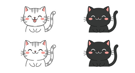 Obraz premium Four adorable pixel art kittens smiling with happy expressions in a grid layout