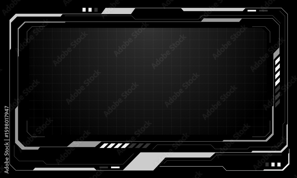 Poster hud frames white grey user interface elements design modern technology futuristic control panel scre