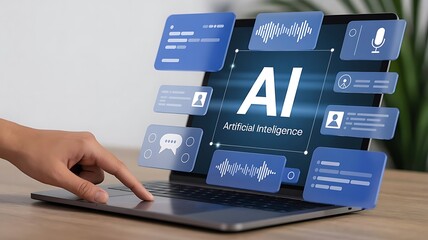 Enhance Tech Images ai technology hologram with technology background royalty free image