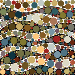 Colorful circles creating wavy lines in abstract pattern