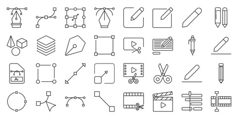 Customizable Outline Icon Collection et of web icons in line style. customizable outline icon, editable line icon, outline icon set and outline icon pack. Vector illustration