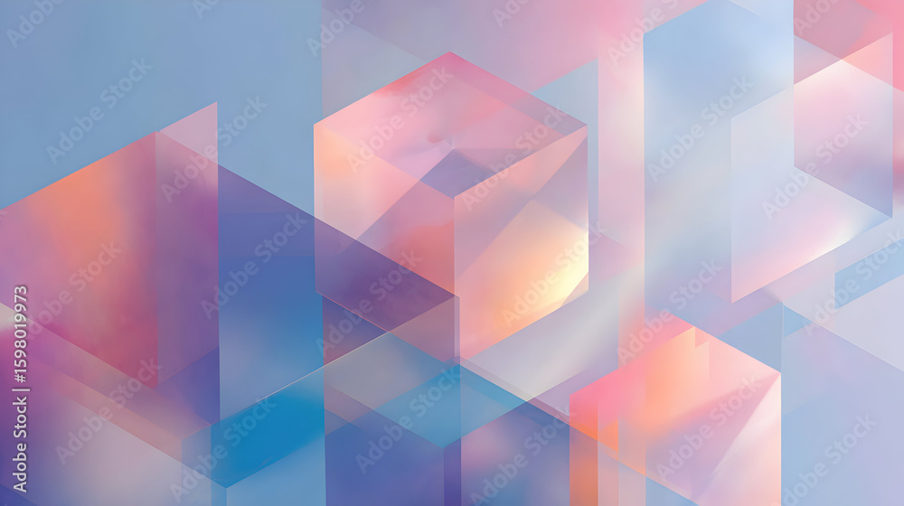 Poster abstract geometrical background with translucent triangles and cubes design creating a modern and so