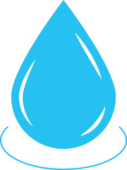 blue water drop creating ripples icon. black water droplet icon with glossy highlight. oil drop or liquid drop icon. droplet symbol representing purity  
