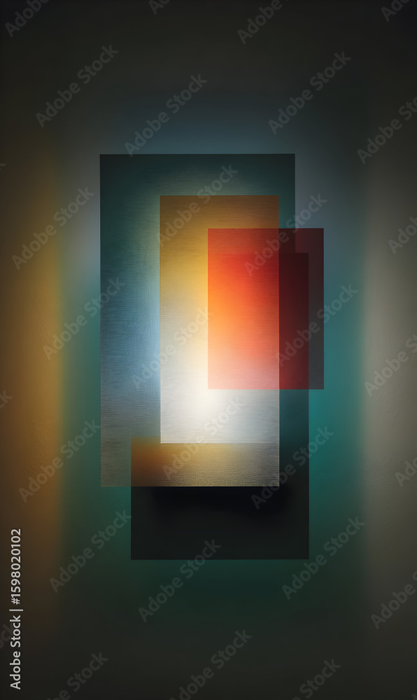 Poster colorful layered rectangles creating an abstract modern design for backgrounds and graphical element