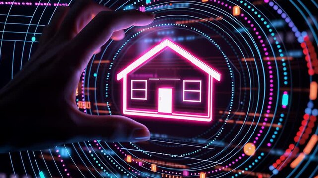 PropTech innovations are transforming real estate. Vibrant holiday lights reflecting on a window display.	
