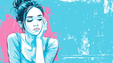 Depression disorder, Invisible pain illustrated in a grunge style, featuring a flat design suitable for various creative projects.