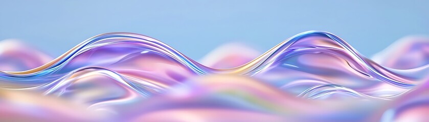 Flowing Waves of Colorful Iridescent Bubbles with Soft Gradient Background in Abstract Composition