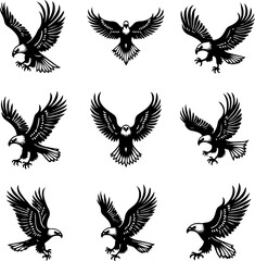 Obraz premium Wildlife Silhouettes: Cats & Eagles