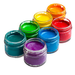 Colorful paint jars vibrant hues art supplies