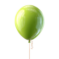 Glossy green balloon with subtle string curl and surface tension, floating upward with rim light and isolated on transparent background. --v 7.0 --s 250 --raw