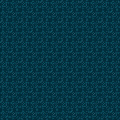 Subtle vector linear ornament. Abstract geometric seamless pattern with outline grid, diamond net, lattice texture. Simple minimal background. Dark teal green color. All-over design for decor, textile