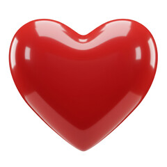 3D Illustration of Glossy Red Heart Isolated on Transparent Background