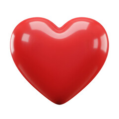 3D Illustration of Glossy Red Heart on Transparent Background