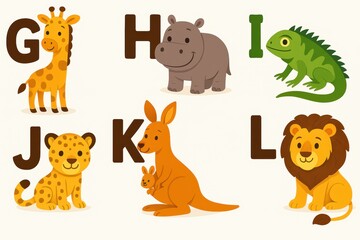 Alphabet learning with cute animal illustrations for kids' education and fun