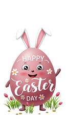 3D Illustration of Happy Easter Egg with Bunny Ears