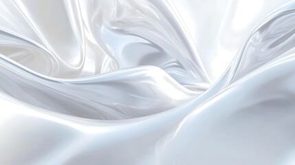 Obraz premium Elegant Silver Fabric Waves Flowing with Soft Light and Subtle Reflections